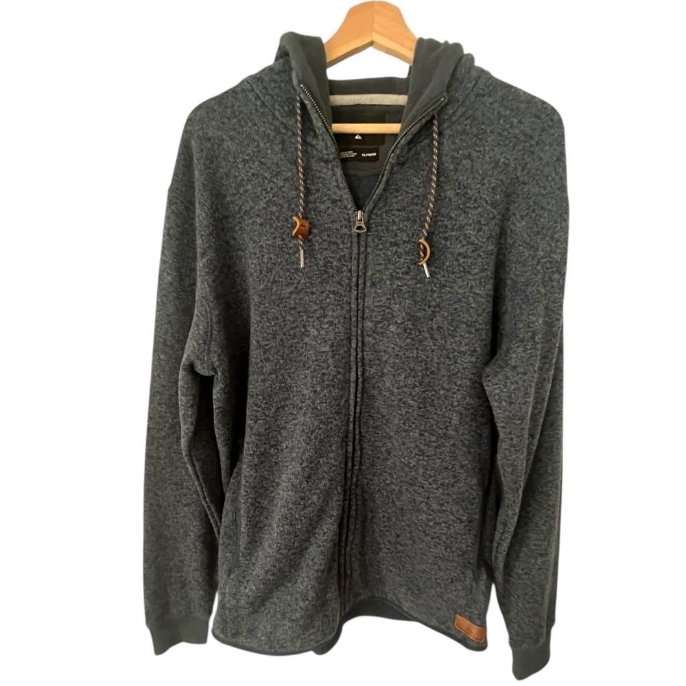 Quiksilver Mens Large Hoodie Winter Athletic Ski Full Zip Sweatshirt Blue